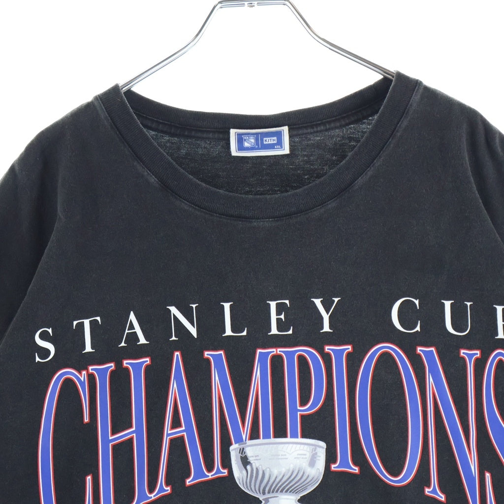 KITH(キス) 25SS ×NEW YORK RANGER CHAMPION VINTAGE TEE ニューヨーク レンジャー フロント プリント クルーネック 半袖Tシャツ カットソー ブラック KHM033183