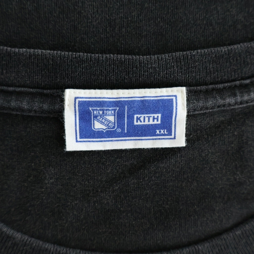 KITH(キス) 25SS ×NEW YORK RANGER CHAMPION VINTAGE TEE ニューヨーク レンジャー フロント プリント クルーネック 半袖Tシャツ カットソー ブラック KHM033183