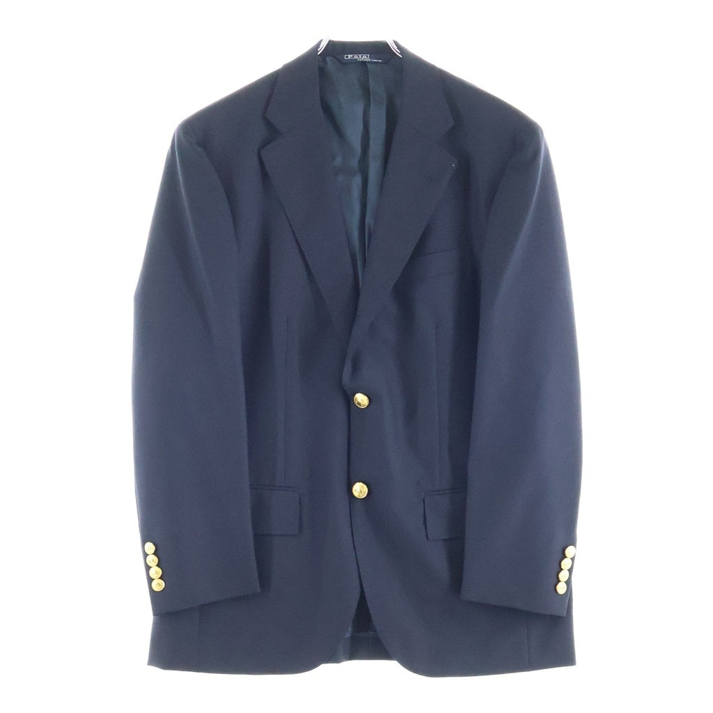 POLO RALPH LAUREN(ポロラルフローレン) 90S VINTAGE 日本製 ヴィンテージ 金ボタン ウール3Bテーラードジャケット 紺ブレザー ネイビー BZ-RL-KM-0103
