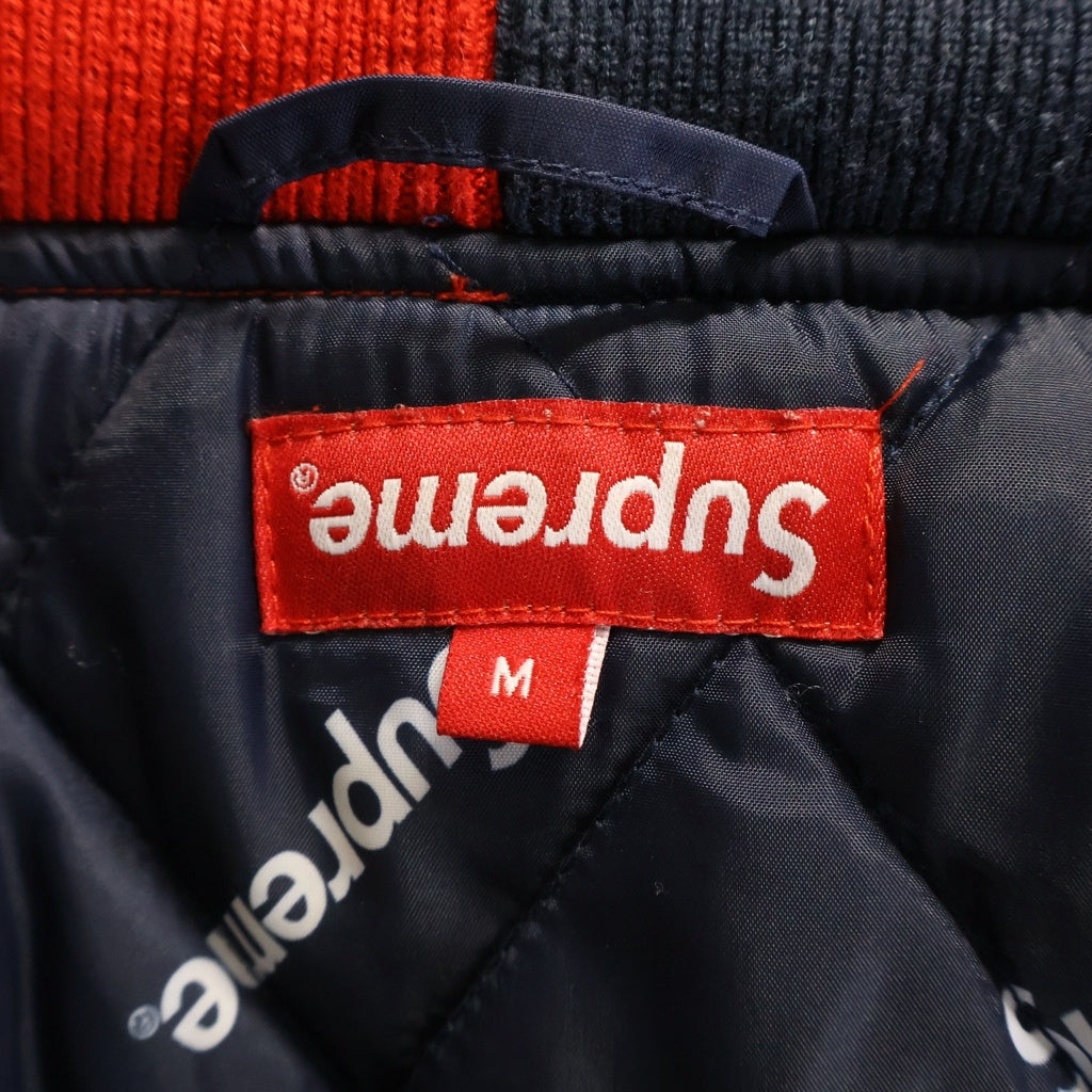 SUPREME(シュプリーム) 15AW 2-Tone Hooded Sideline Jacket ロゴプリント ツートン フーデッド サイドライン 中綿ジャケット レッド/ネイビー