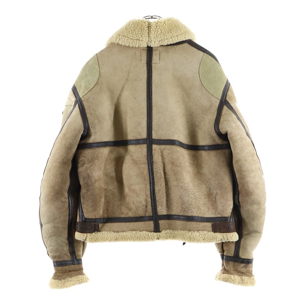 AVIREX(アヴィレックス) 80S-90S TYPE B-3 MOUTON JACKET USA製 ジップアップ ムートン フライトジャケット シープスキン ブラウン 33H5595