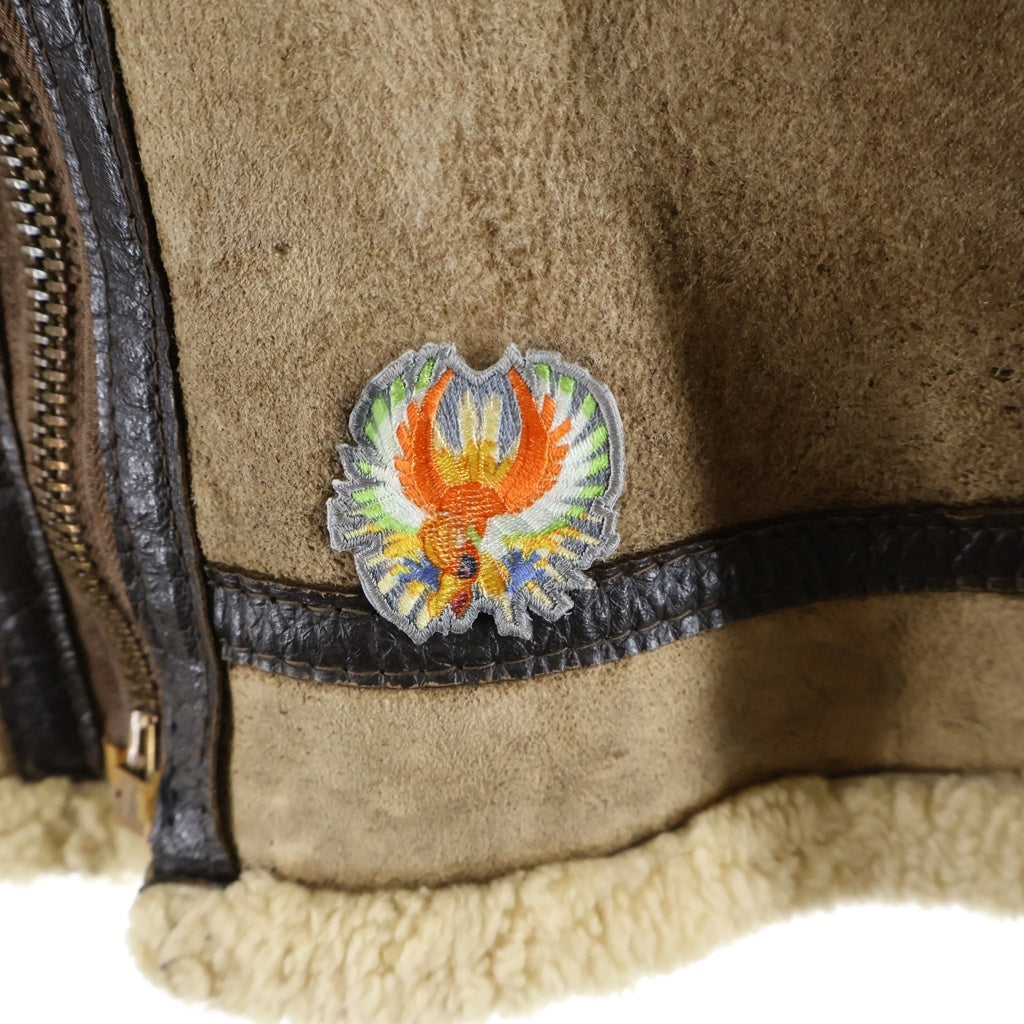 AVIREX(アヴィレックス) 80S-90S TYPE B-3 MOUTON JACKET USA製 ジップアップ ムートン フライトジャケット シープスキン ブラウン 33H5595