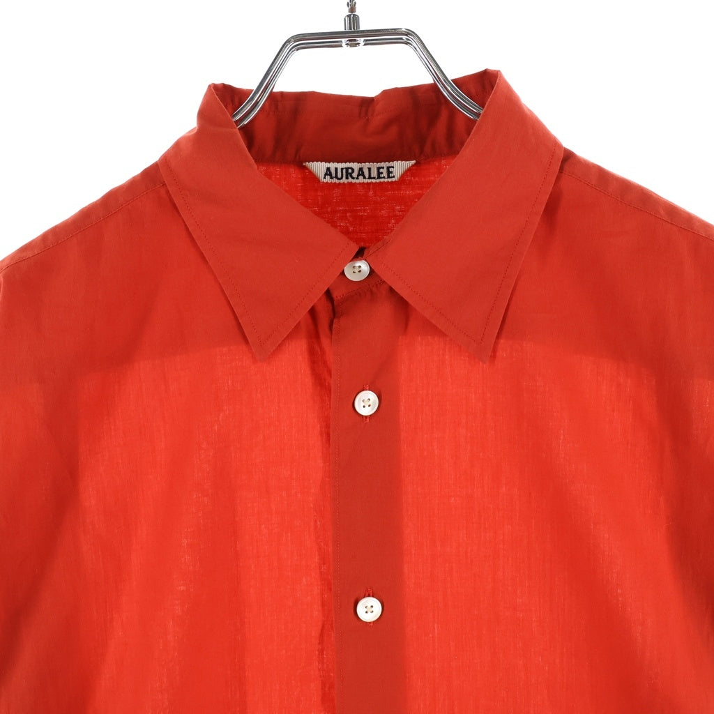 AURALEE(オーラリー) 26SS SUPER FINE COTTON LAWN SHIRT スーパーファインコットンローン 長袖ボタンシャツ レディース レッド A26SS03CL