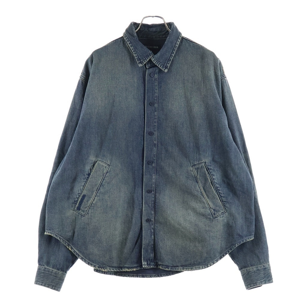 BALENCIAGA(バレンシアガ) 25AW DARK WASH DENIM OVERSHIRT ダークウォッシュ ヴィンテージ加工 デニムオーバーシャツ シャツジャケット インディゴ 849923 TTW76