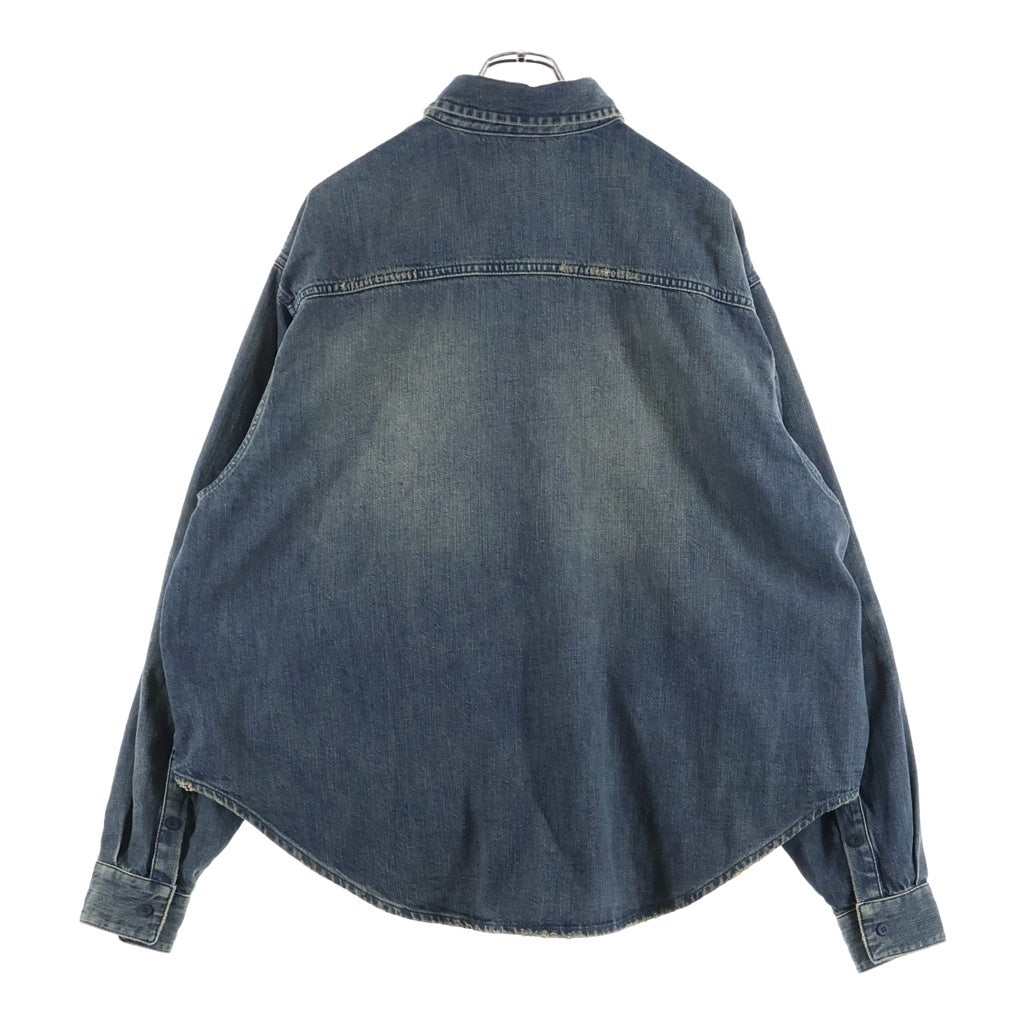 BALENCIAGA(バレンシアガ) 25AW DARK WASH DENIM OVERSHIRT ダークウォッシュ ヴィンテージ加工 デニムオーバーシャツ シャツジャケット インディゴ 849923 TTW76