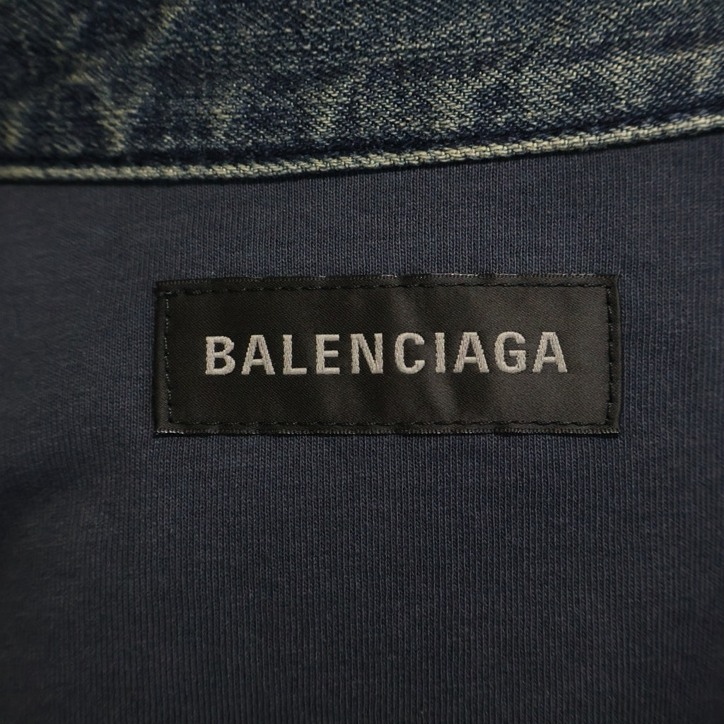 BALENCIAGA(バレンシアガ) 25AW DARK WASH DENIM OVERSHIRT ダークウォッシュ ヴィンテージ加工 デニムオーバーシャツ シャツジャケット インディゴ 849923 TTW76