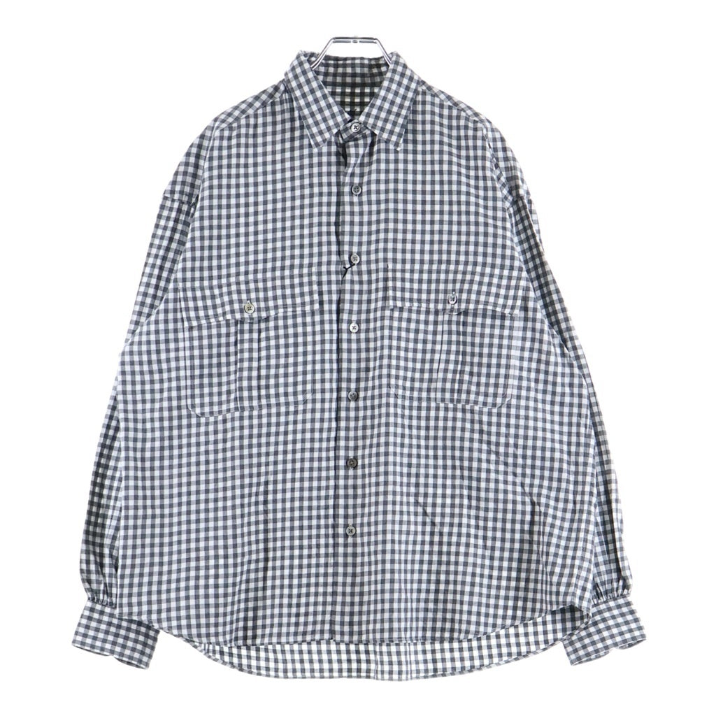 Porter Classic(ポータークラシック) 26SS ROLL UP HEATHER GINGHAM CHECK SHIRT ロールアップ ヘザー 長袖ギンガムチェックシャツ グレー PC-016-3968