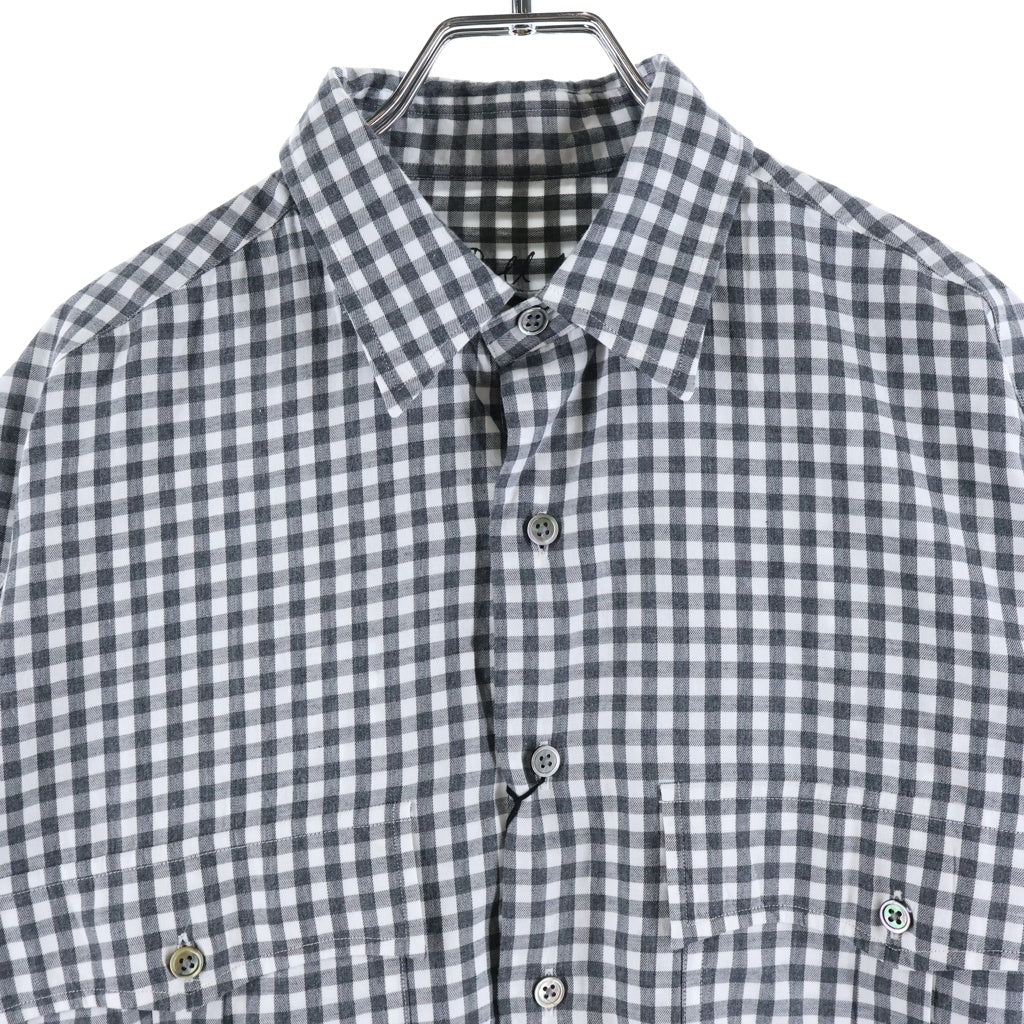 Porter Classic(ポータークラシック) 26SS ROLL UP HEATHER GINGHAM CHECK SHIRT ロールアップ ヘザー 長袖ギンガムチェックシャツ グレー PC-016-3968