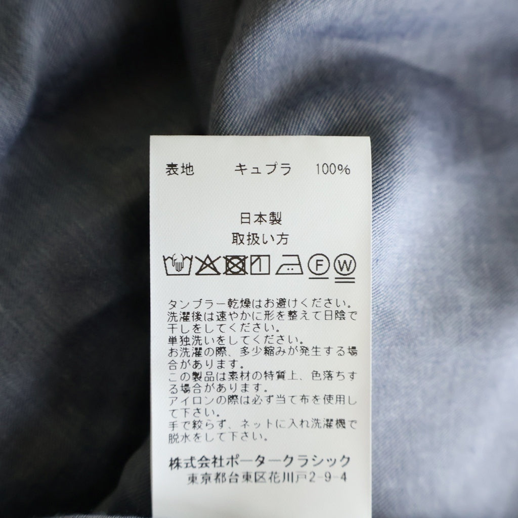 Porter Classic(ポータークラシック) 26SS ROLL UP SOFT CUPRO SHIRT ソフトキュプラ ロールアップ 長袖ボタンシャツ インディゴ PC-016-3360