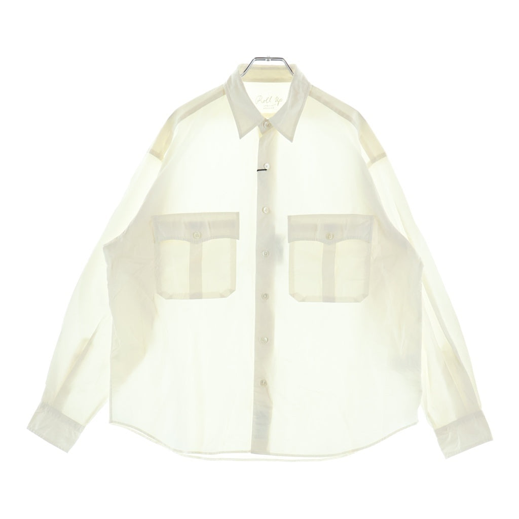Porter Classic(ポータークラシック) 26SS ROLL UP COTTON SHIRT ロールアップ 長袖コットンボタンシャツ ホワイト PC-016-3365