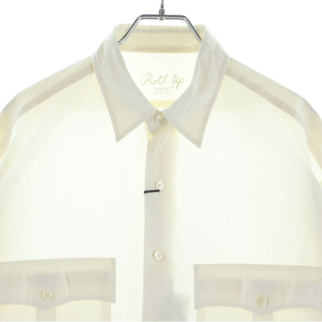 Porter Classic(ポータークラシック) 26SS ROLL UP COTTON SHIRT ロールアップ 長袖コットンボタンシャツ ホワイト PC-016-3365