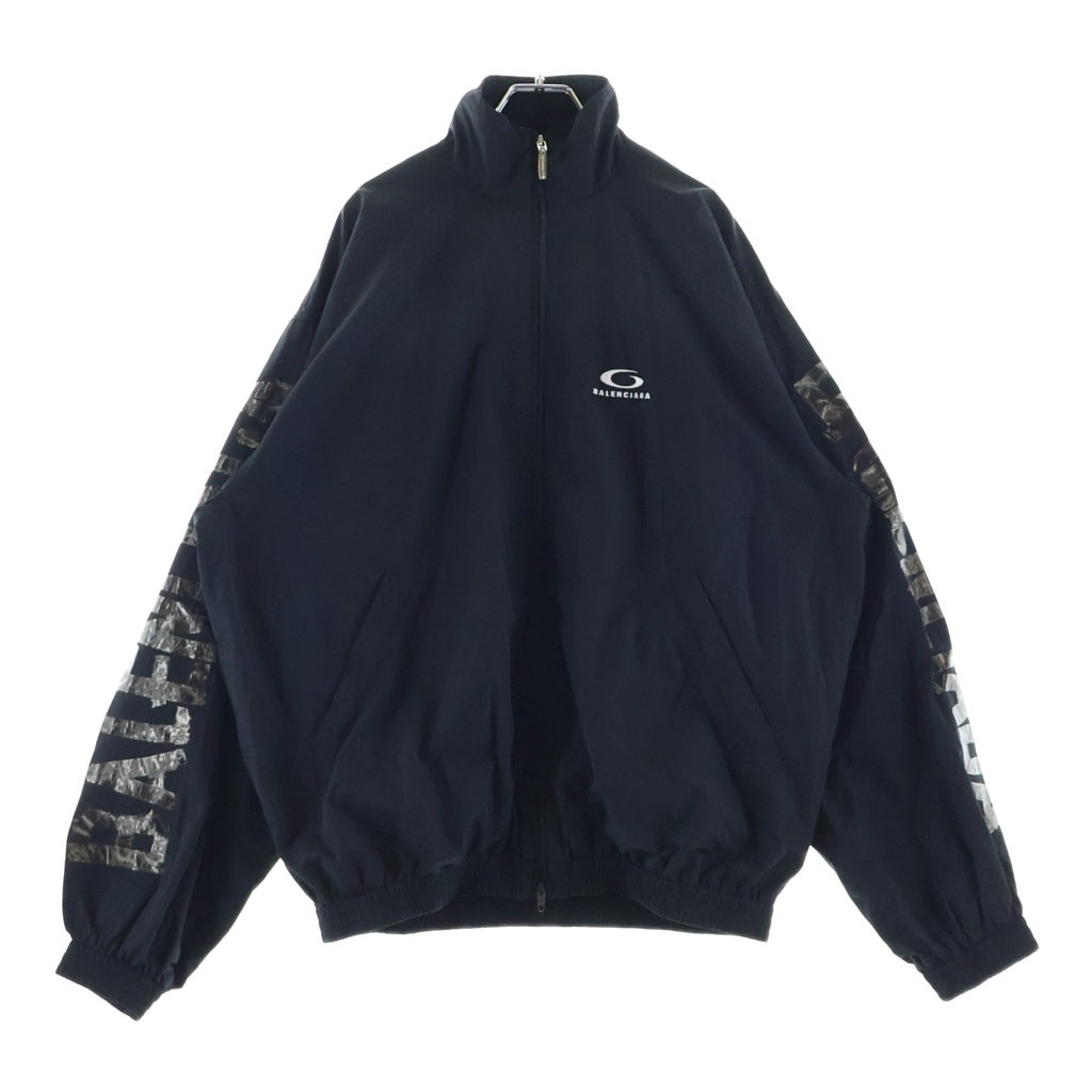 BALENCIAGA(バレンシアガ) TRACKSUIT JACKET 袖テープロゴ ループスポーツアイコンロゴ トラックスーツジャケット ジップアップブルゾン ブラック 851745 TPQ38
