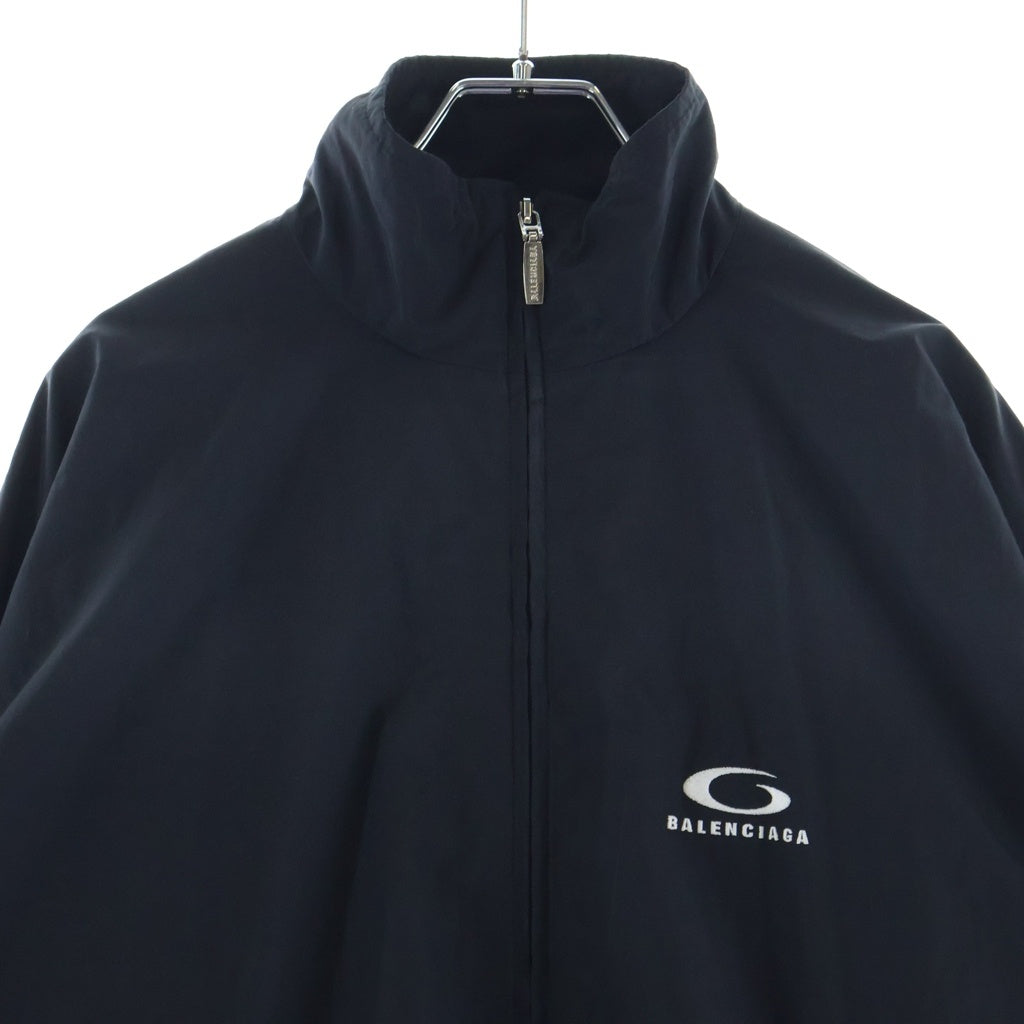 BALENCIAGA(バレンシアガ) TRACKSUIT JACKET 袖テープロゴ ループスポーツアイコンロゴ トラックスーツジャケット ジップアップブルゾン ブラック 851745 TPQ38