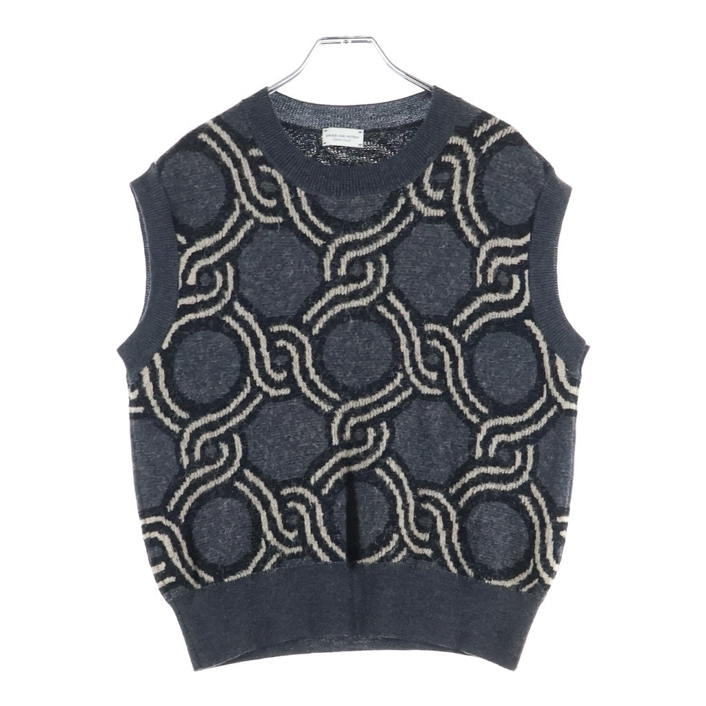 DRIES VAN NOTEN(ドリスヴァンノッテン) 幾何学総柄 アルパカウール混 ニットベスト レディース グレー