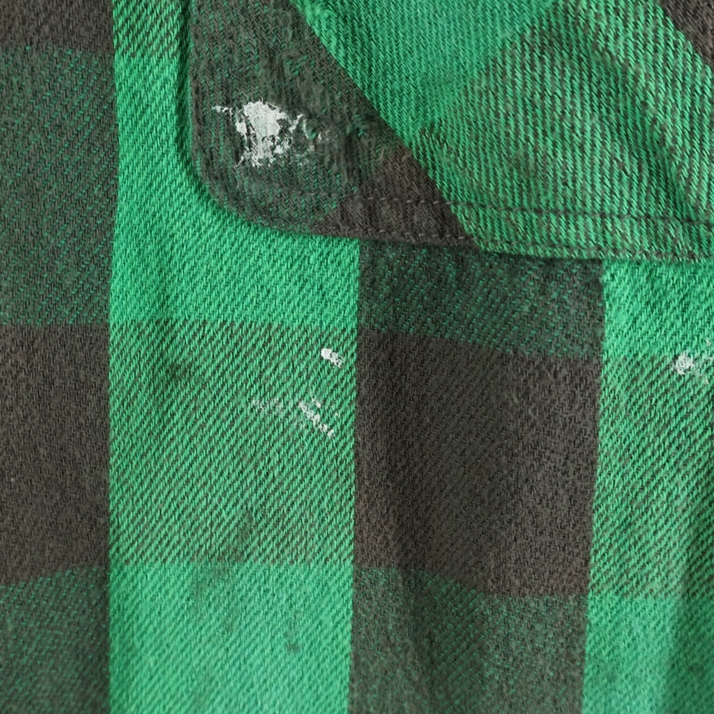 SAINT MICHAEL(セントマイケル) 25SS FLANNEL CHECK SHIRT ヴィンテージ加工 チェック柄 長袖フランネルシャツ グリーン SM-HR8-0000-041