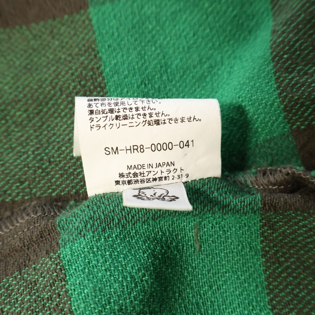 SAINT MICHAEL(セントマイケル) 25SS FLANNEL CHECK SHIRT ヴィンテージ加工 チェック柄 長袖フランネルシャツ グリーン SM-HR8-0000-041