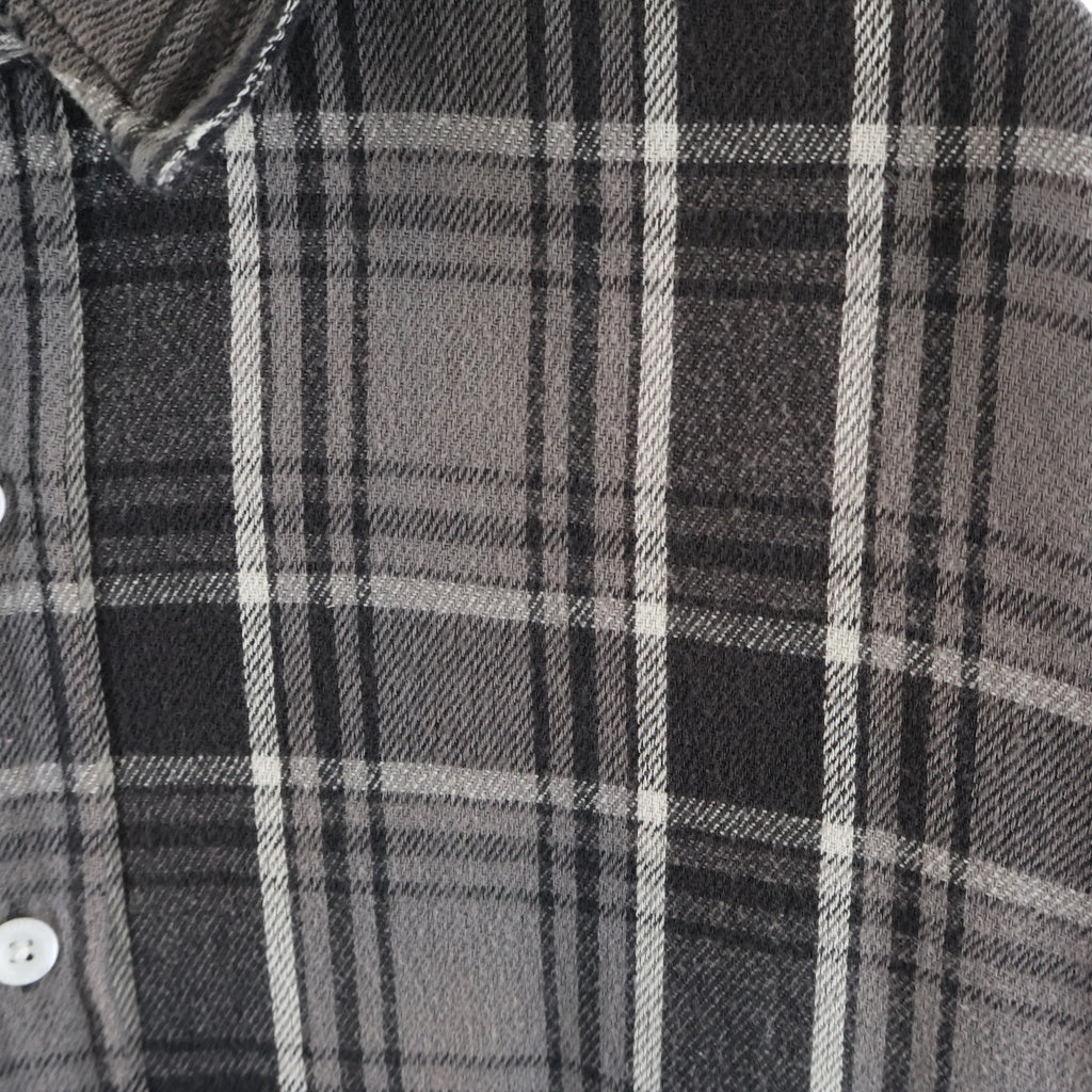SAINT MICHAEL(セントマイケル) 24AW FRANNEL SHIRT ダメージ加工 チェック柄 長袖フランネルシャツ グレー SM-YS1-0000-023