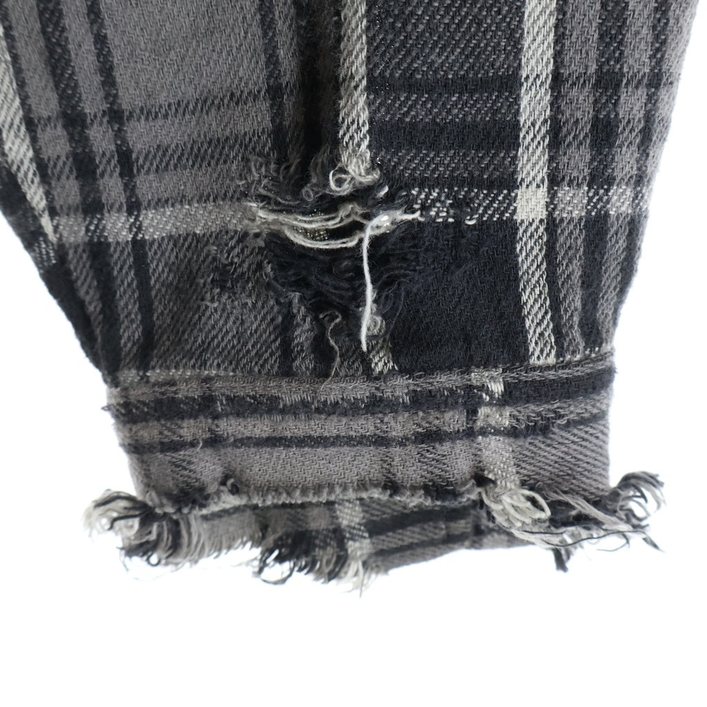 SAINT MICHAEL(セントマイケル) 24AW FRANNEL SHIRT ダメージ加工 チェック柄 長袖フランネルシャツ グレー SM-YS1-0000-023