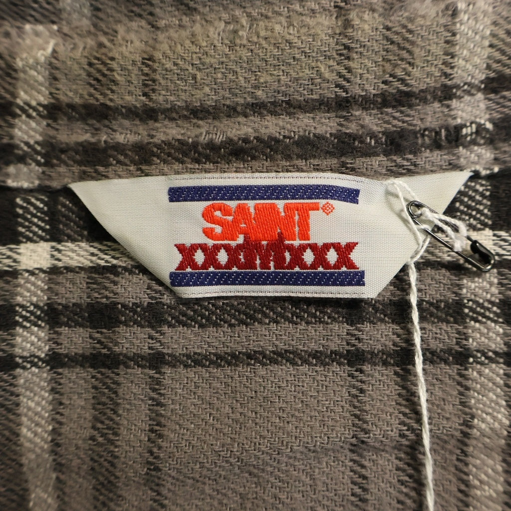 SAINT MICHAEL(セントマイケル) 24AW FRANNEL SHIRT ダメージ加工 チェック柄 長袖フランネルシャツ グレー SM-YS1-0000-023