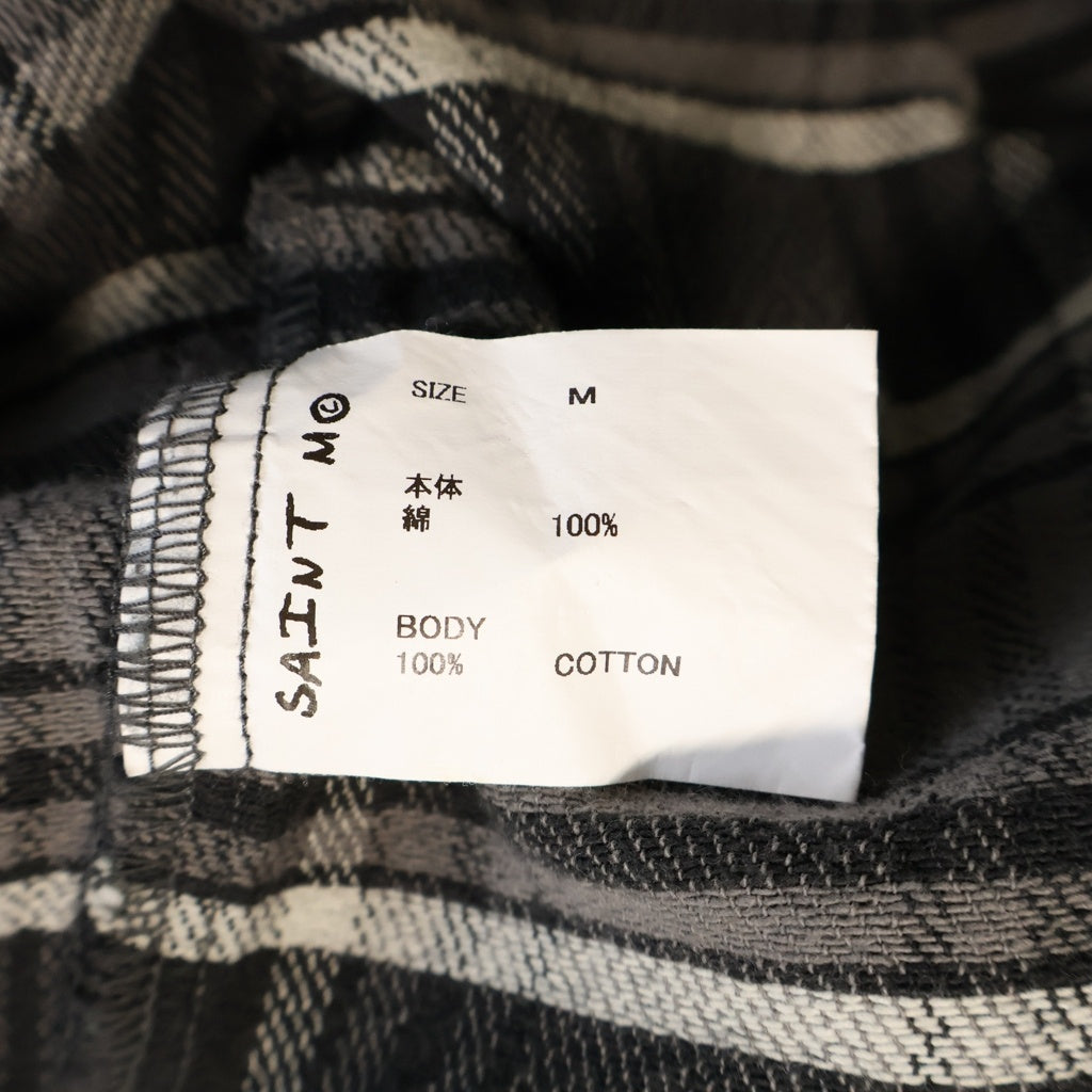 SAINT MICHAEL(セントマイケル) 24AW FRANNEL SHIRT ダメージ加工 チェック柄 長袖フランネルシャツ グレー SM-YS1-0000-023