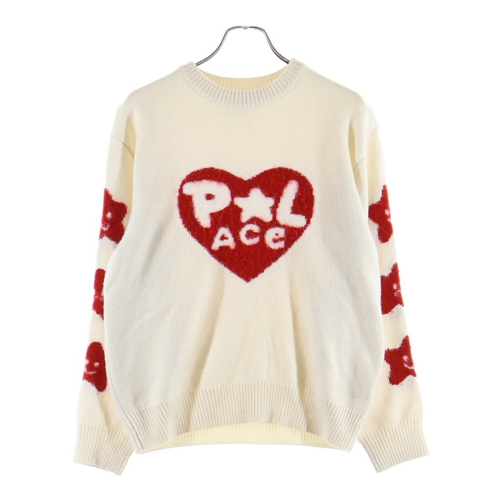 Palace Skateboards(パレススケートボーズ) 24AW COSY KNIT アームスター ハートロゴデザイン ウール混 アクリルニットセーター ホワイト