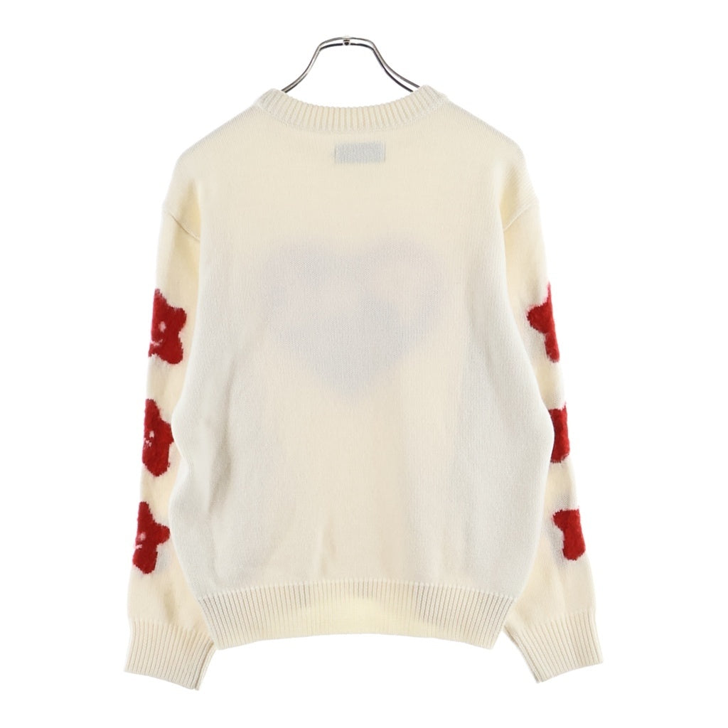 Palace Skateboards(パレススケートボーズ) 24AW COSY KNIT アームスター ハートロゴデザイン ウール混 アクリルニットセーター ホワイト