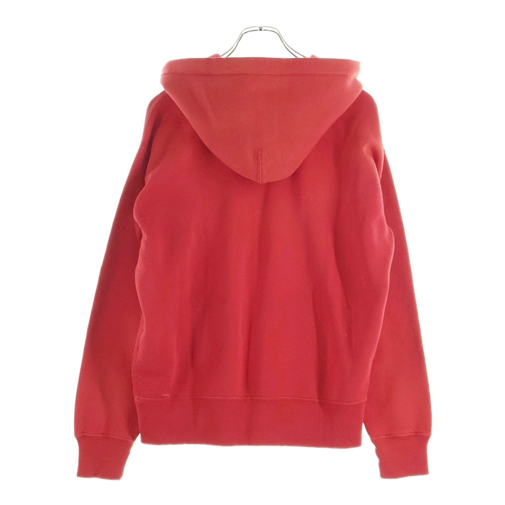 RRL(ダブルアールエル) 21AW LOGO FLECE HOODIE ロゴプリント ダブルポケット フード後付け プルオーバースウェットパーカー フーディー レッド 0200011589