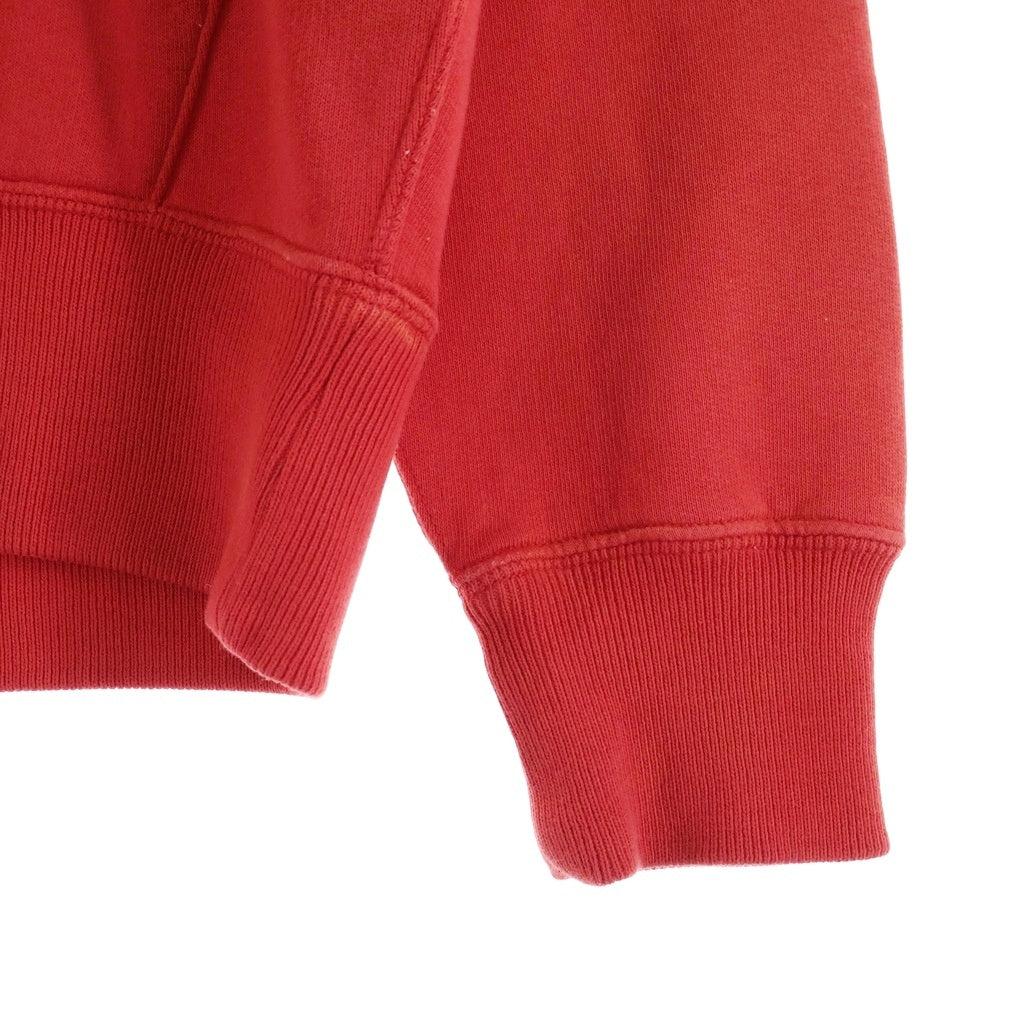 RRL(ダブルアールエル) 21AW LOGO FLECE HOODIE ロゴプリント ダブルポケット フード後付け プルオーバースウェットパーカー フーディー レッド 0200011589