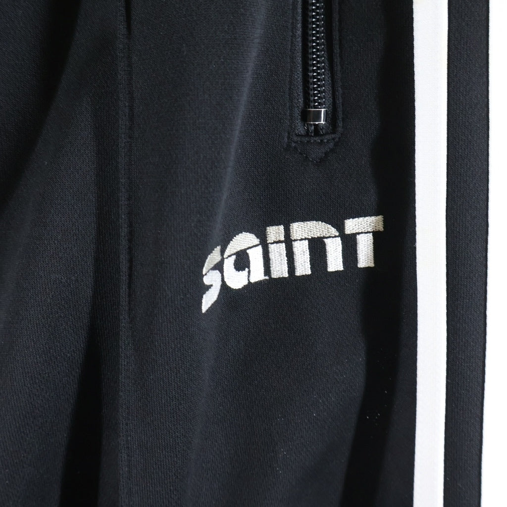 SAINT MICHAEL(セントマイケル) 24AW TRACK PANTS フロントロゴ刺繍 トラックフレアパンツ ブラック SM-YS1-0000-074