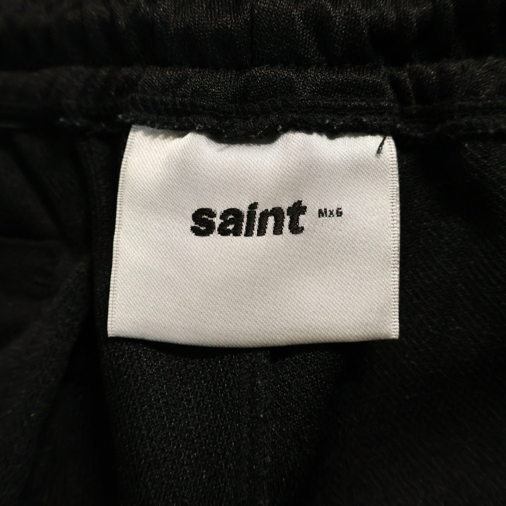 SAINT MICHAEL(セントマイケル) 24AW TRACK PANTS フロントロゴ刺繍 トラックフレアパンツ ブラック SM-YS1-0000-074
