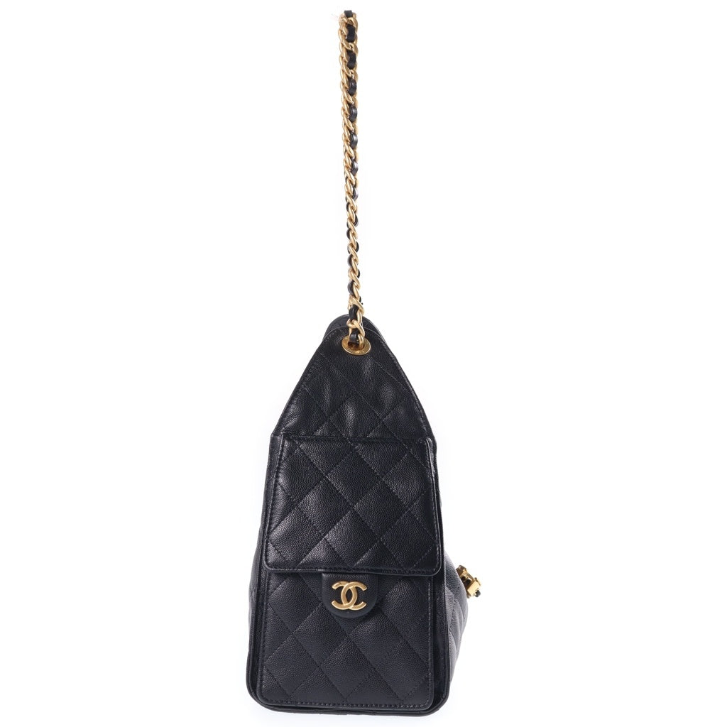 CHANEL(シャネル) CHANEL 25 スモールバッグ グレインド キャビアスキン ゴールド金具 ブラック AS5293 レディース