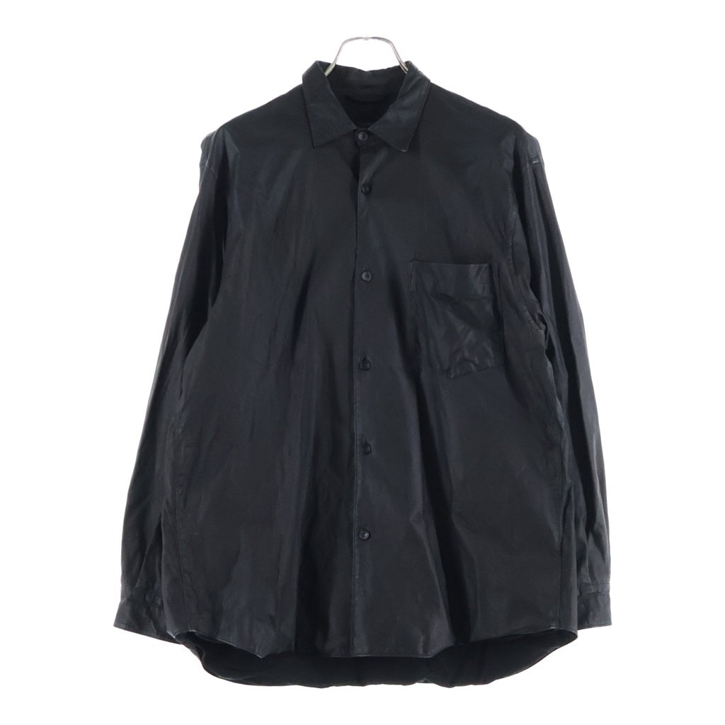 COMOLI(コモリ) 21AW 胸ポケット レザーコモリシャツ ブラック U03-01010
