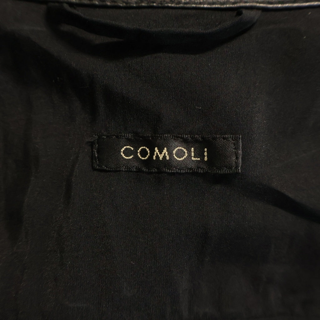 COMOLI(コモリ) 21AW 胸ポケット レザーコモリシャツ ブラック U03-01010