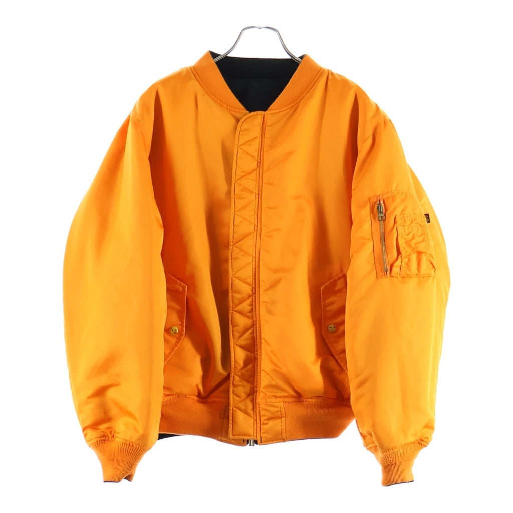 VETEMENTS(ヴェトモン) 18SS ×ALPHA INDUSTRIES REVERSIBLE BOMBER JACKET MA-1 インダストリーズ アルファ ロゴ プリント リバーシブル ボンバージャケット ブラック/オレンジ MSS18JA44