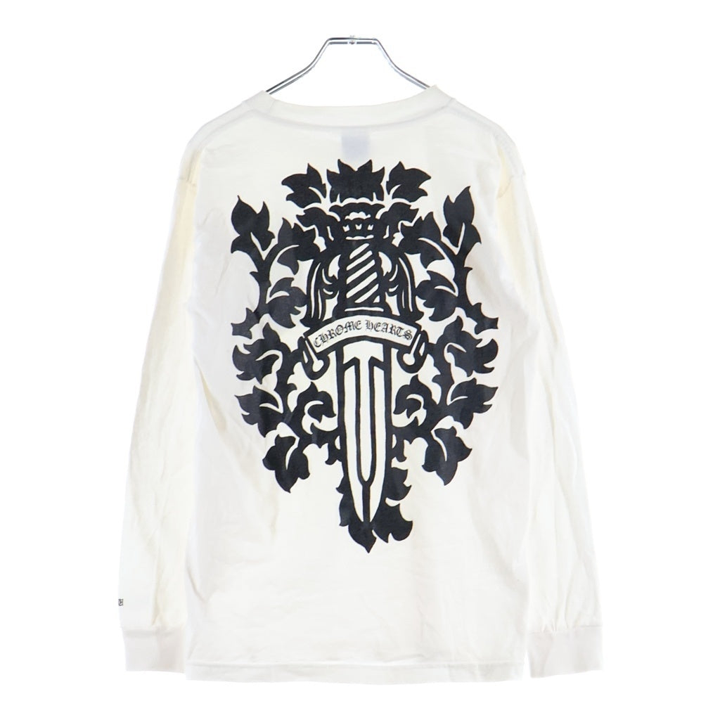 CHROME HEARTS(クロムハーツ) OLD DAGGER LOGO L/S TEE オールド ダガーロゴプリント クルーネック長袖Tシャツ カットソー ホワイト