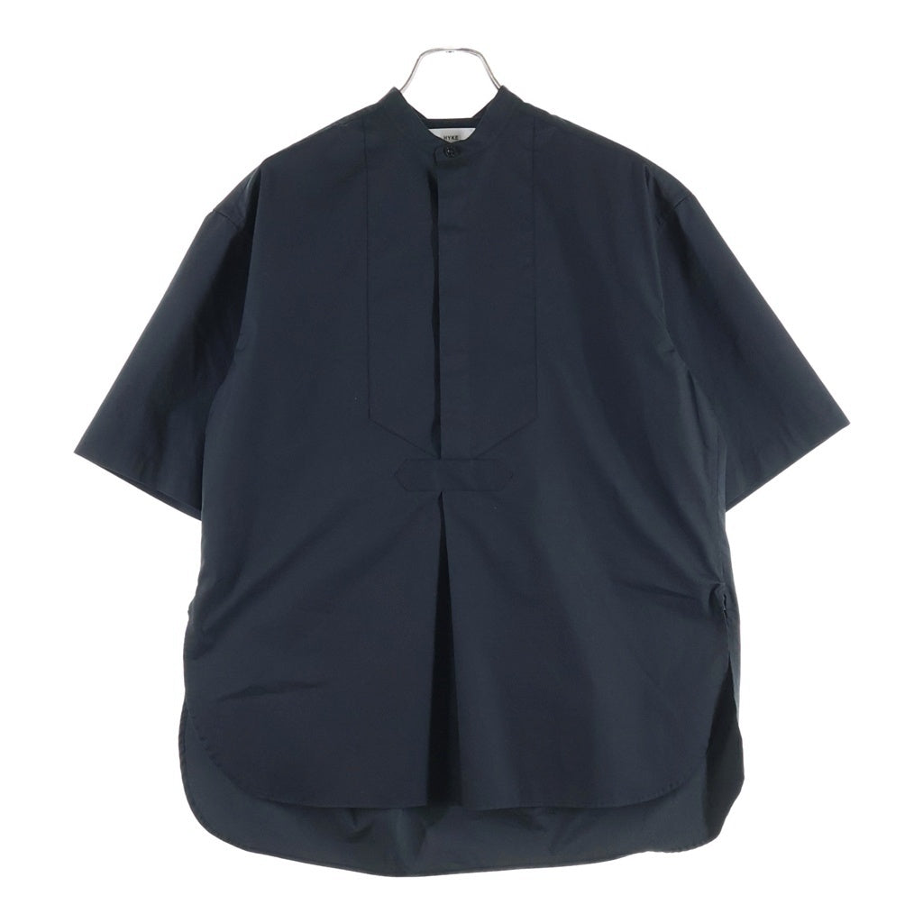 HYKE(ハイク) 21SS FISHERMAN SHIRT ハーフボタン ポリエステル混半袖シャツ ブラウス ブラック レディース