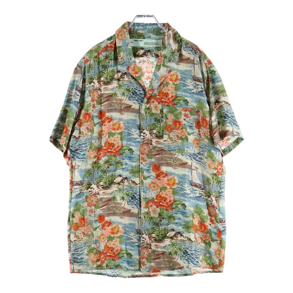 OFF-WHITE(オフホワイト) 18SS TROPICAL PRINT SHIRT トロピカル総柄プリント 半袖シルクハワイアンシャツ アロハ OMGA049S18868008