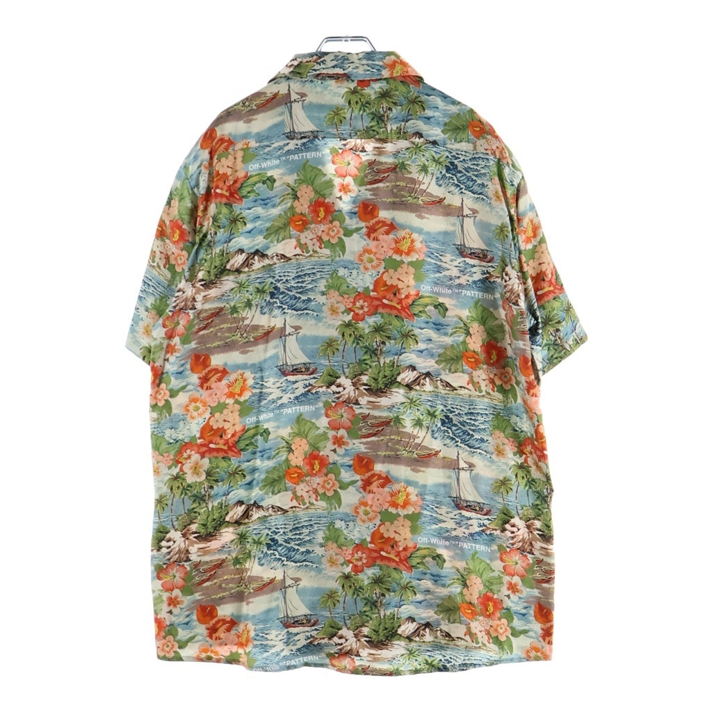 OFF-WHITE(オフホワイト) 18SS TROPICAL PRINT SHIRT トロピカル総柄プリント 半袖シルクハワイアンシャツ アロハ OMGA049S18868008