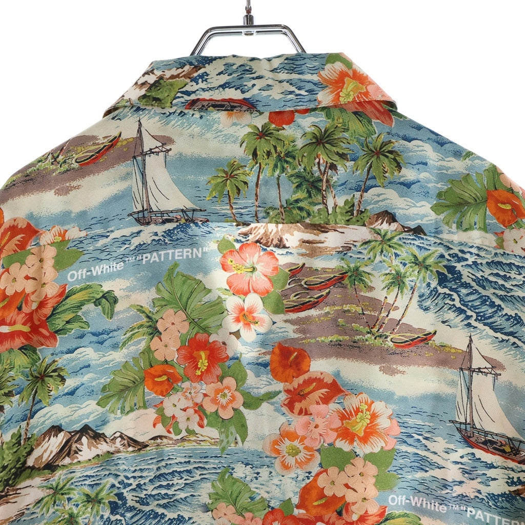 OFF-WHITE(オフホワイト) 18SS TROPICAL PRINT SHIRT トロピカル総柄プリント 半袖シルクハワイアンシャツ アロハ OMGA049S18868008