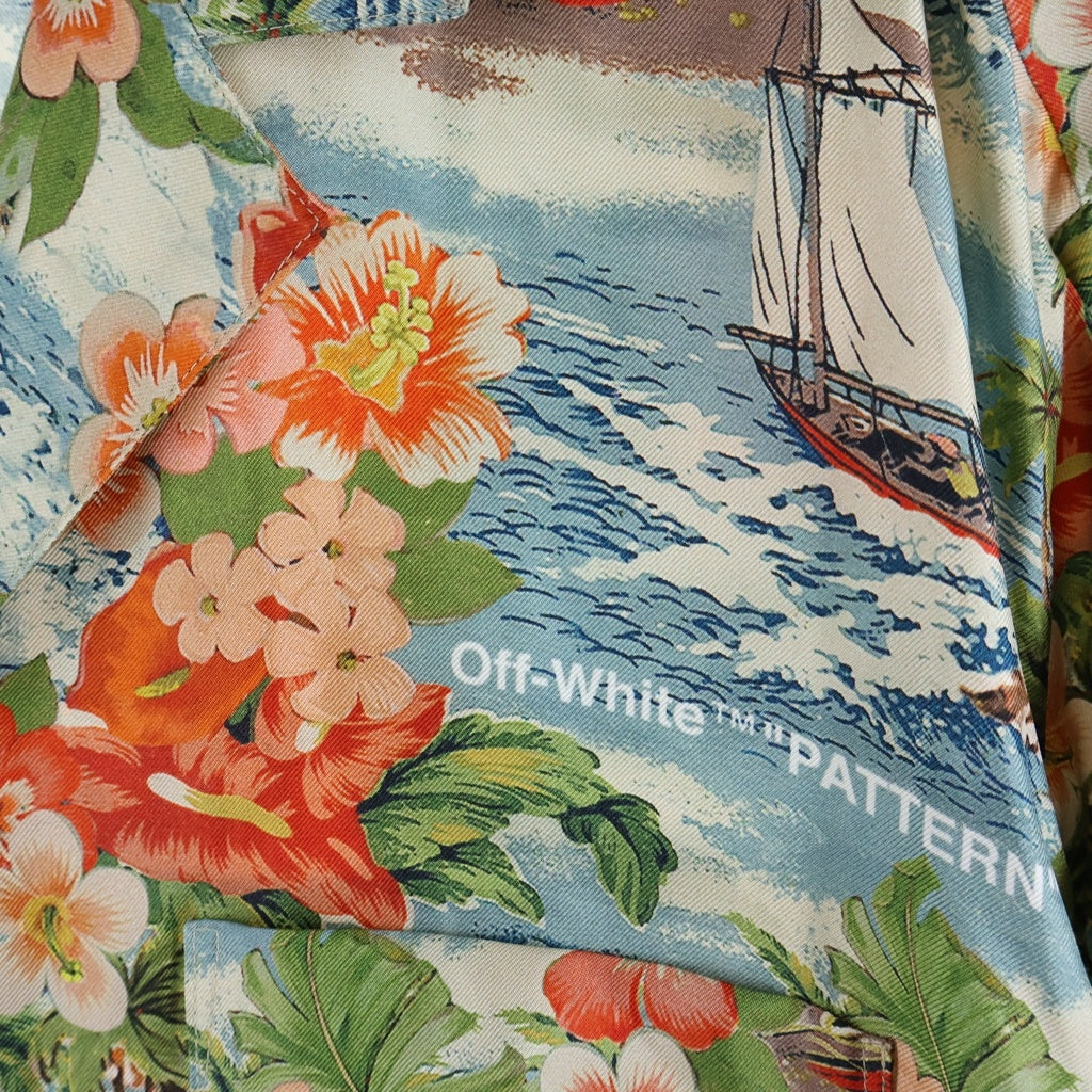 OFF-WHITE(オフホワイト) 18SS TROPICAL PRINT SHIRT トロピカル総柄プリント 半袖シルクハワイアンシャツ アロハ OMGA049S18868008