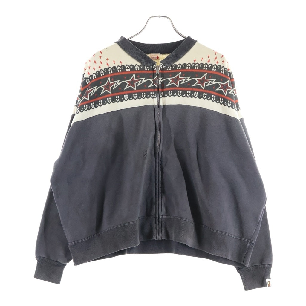SAINT MICHAEL(セントマイケル) ×A BATHING APE BAPE ZIP CARDIGAN エイプ ジップカーディガン チャコール SM-MK8-0000-C52