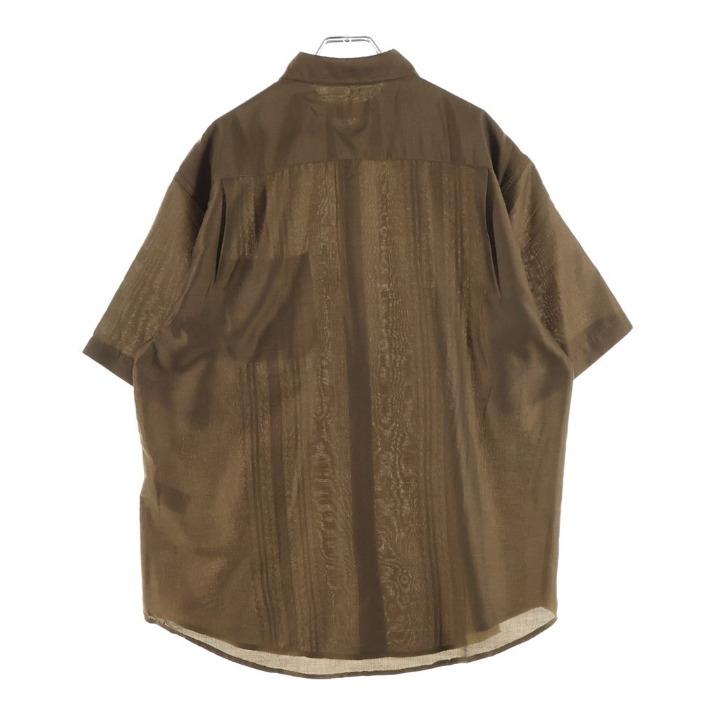 SUPREME(シュプリーム) 26SS Pintuck S/S Shirt ロゴ刺繍ポリエステル半袖シャツ ブラウン キューバシャツ