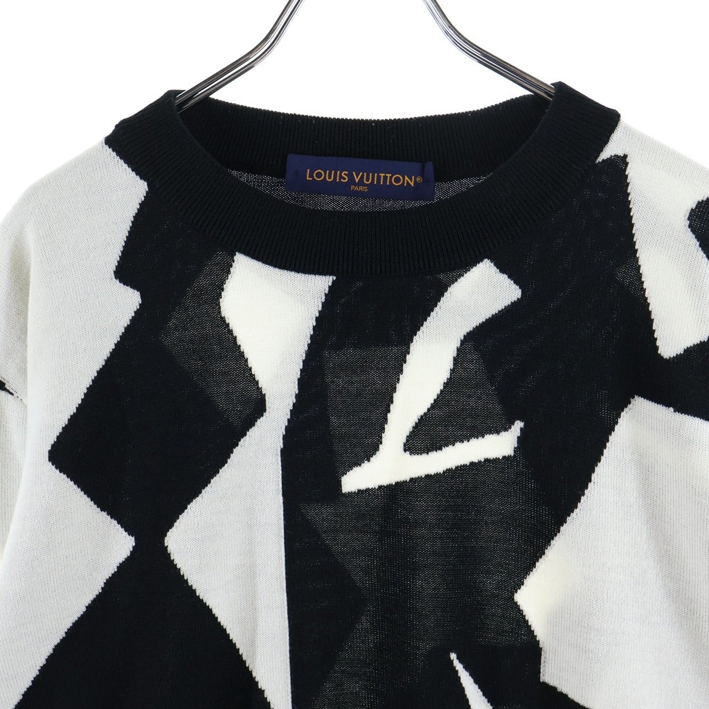 LOUIS VUITTON(ルイヴィトン) 23SS アブストラクト ハウンドトゥース クルーネックニット ブラック/ホワイト RM231 T26 HON34W