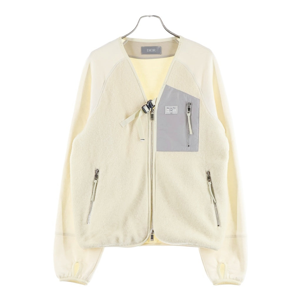 Christian Dior(クリスチャンディオール) CD 1947 ローラーコースターバックル付 ジップアップ ボアブルゾン ジャケット ホワイト 243J433A0801