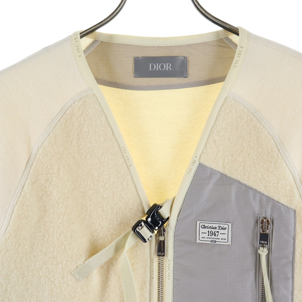Christian Dior(クリスチャンディオール) CD 1947 ローラーコースターバックル付 ジップアップ ボアブルゾン ジャケット ホワイト 243J433A0801