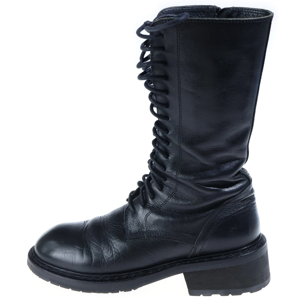 ANN DEMEULEMEESTER(アンドゥムルメステール) レザー レースアップ ミドルロングブーツ シューズ ブラック レディース 132-2814