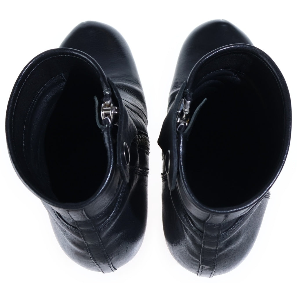 Rick Owens(リックオウエンス) ウェッジソール サイドジップ レザーブーツ ブラック レディース