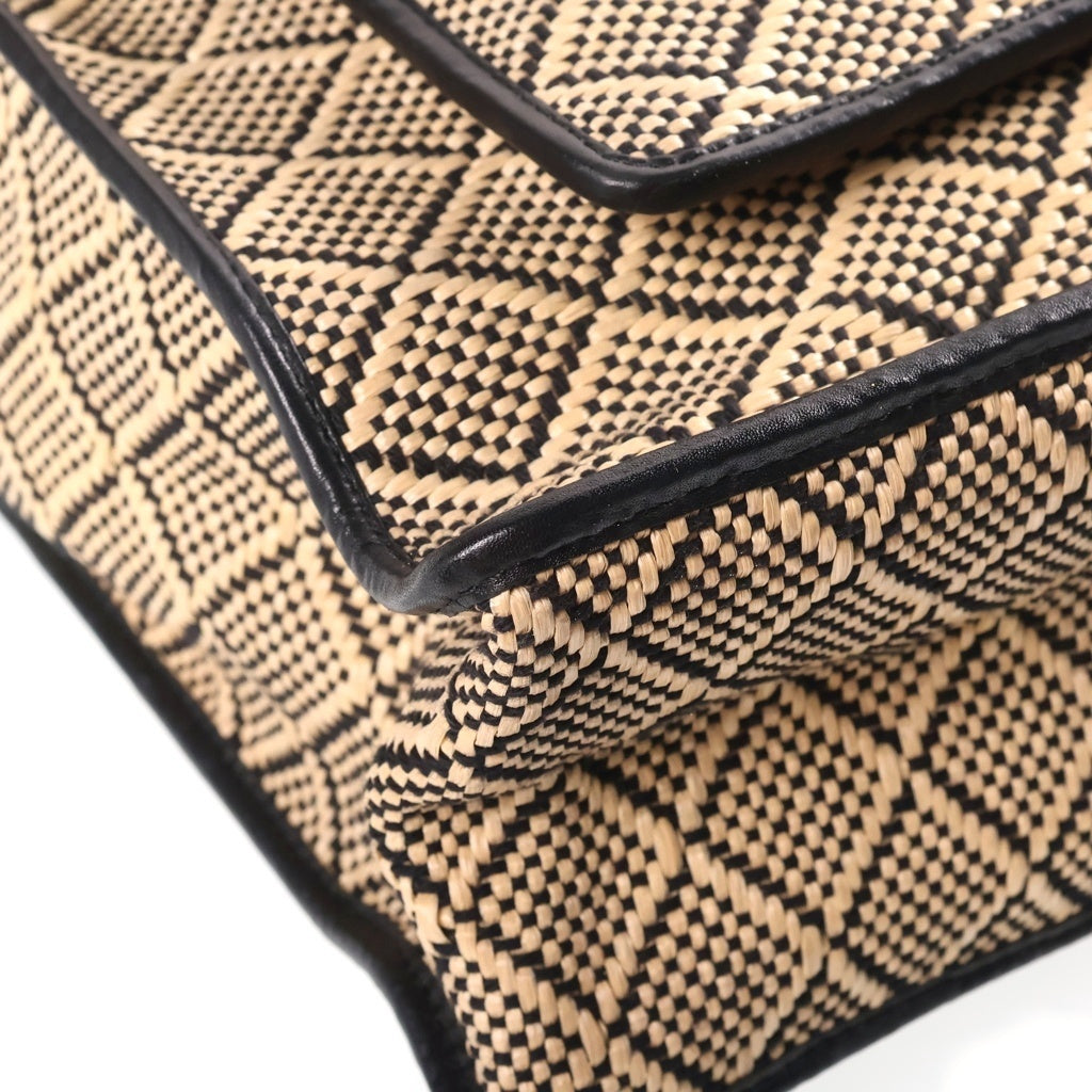 DRIES VAN NOTEN(ドリスヴァンノッテン) ジオメトリックダイヤモンドパターン レザー切替 トートバッグ ブラック/ベージュ レディース