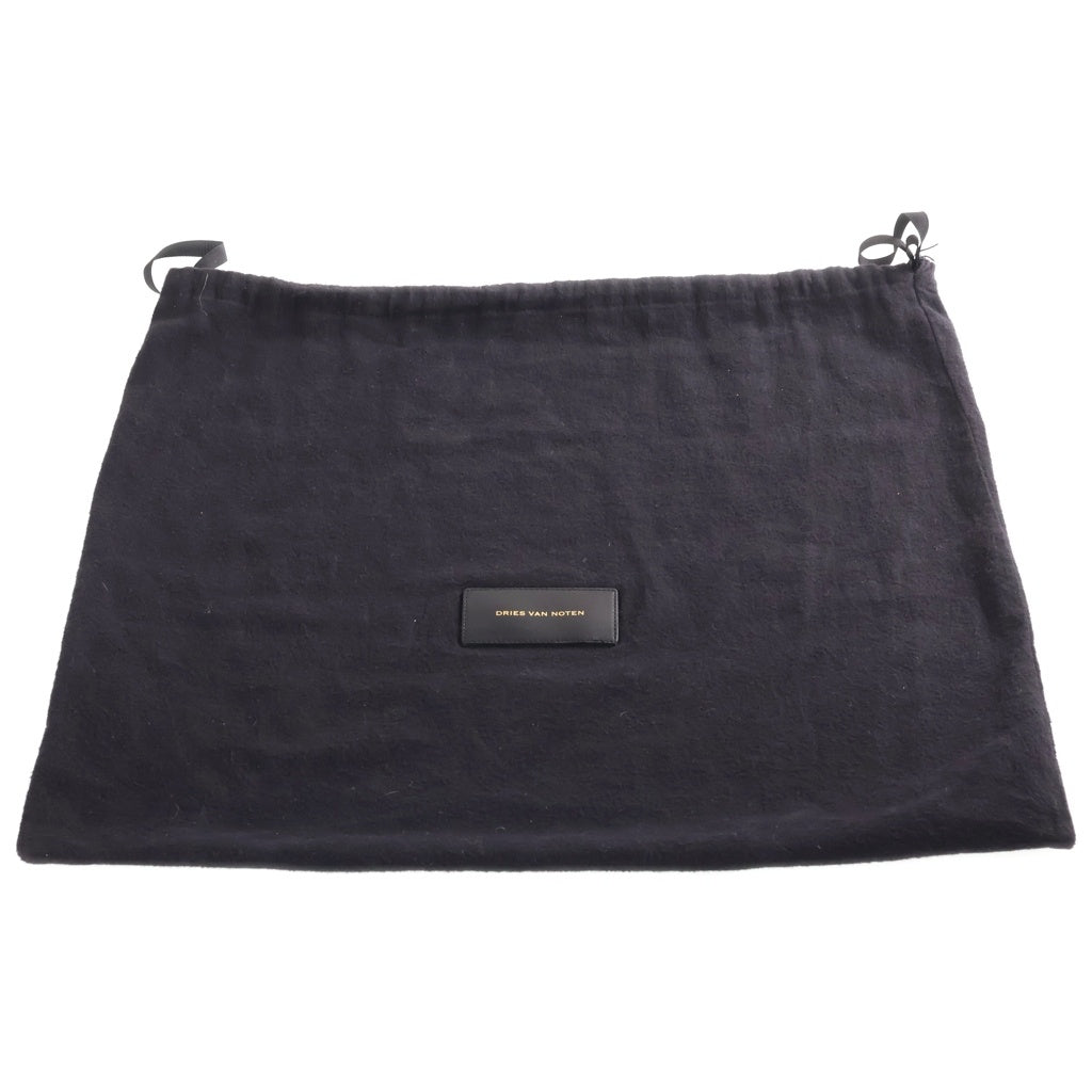 DRIES VAN NOTEN(ドリスヴァンノッテン) ジオメトリックダイヤモンドパターン レザー切替 トートバッグ ブラック/ベージュ レディース