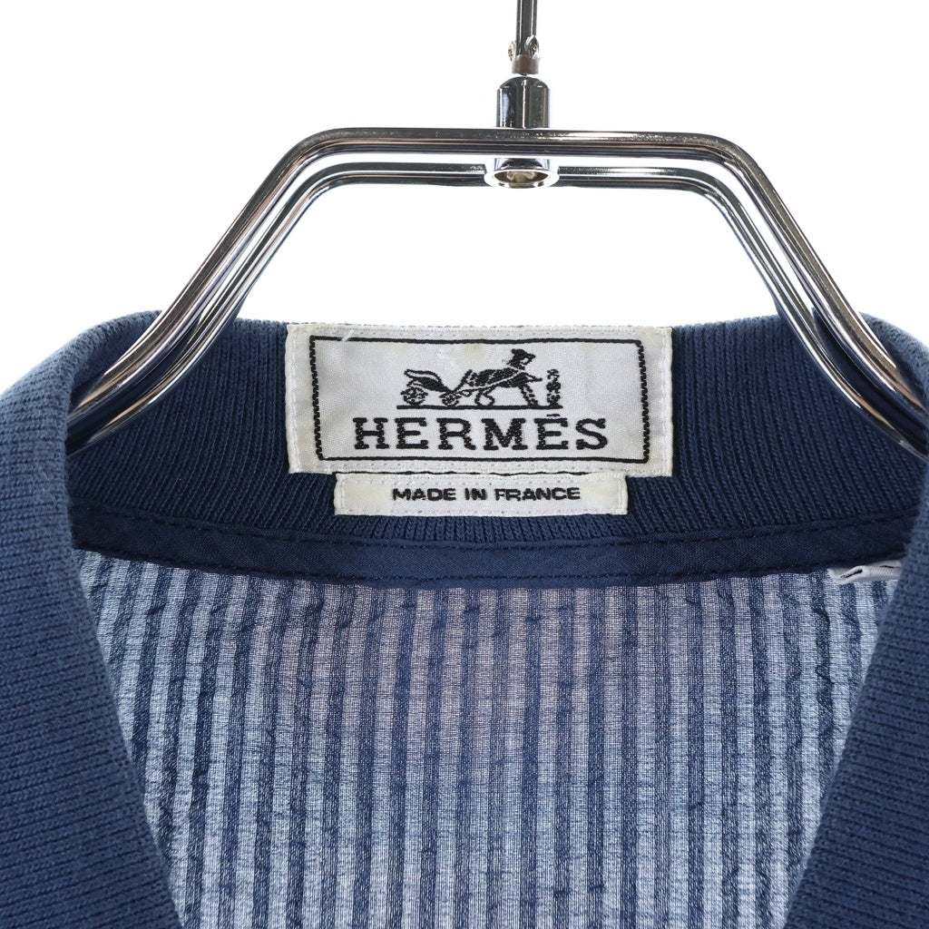 HERMES(エルメス) シアサッカー ジップアップジャケット ダブルジップブルゾン ネイビー